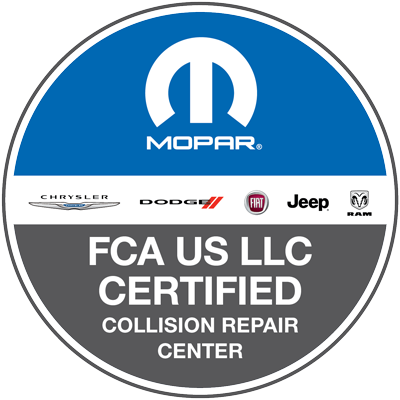 Fiat, Chrysler, Jeep, Dodge, and Ram certified collision repair logo